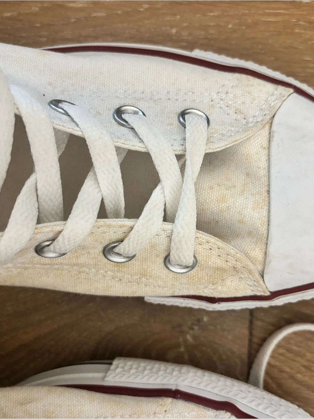 Converse All Star White High-Top Canvas Sneakers with Red Trim - Picture 4 of 7